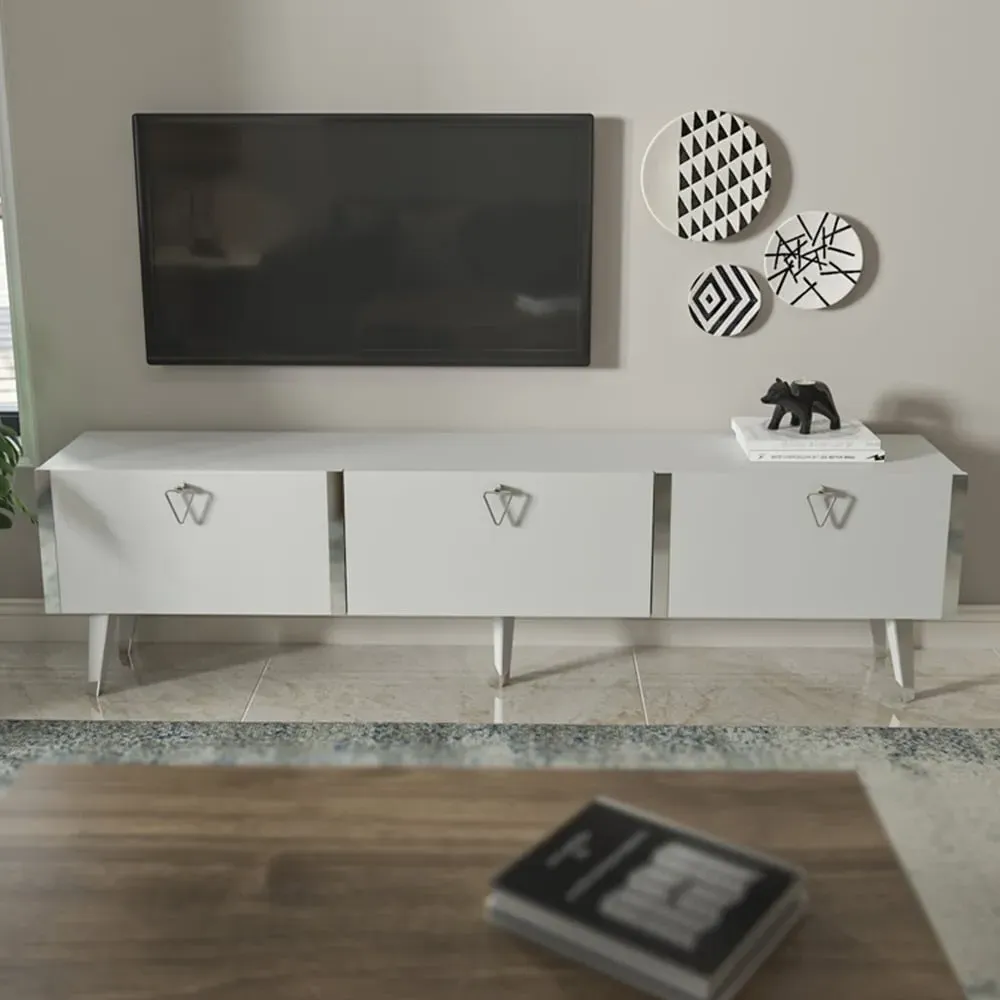 Milagro 3 Cabinet TV Unit - White, Silver