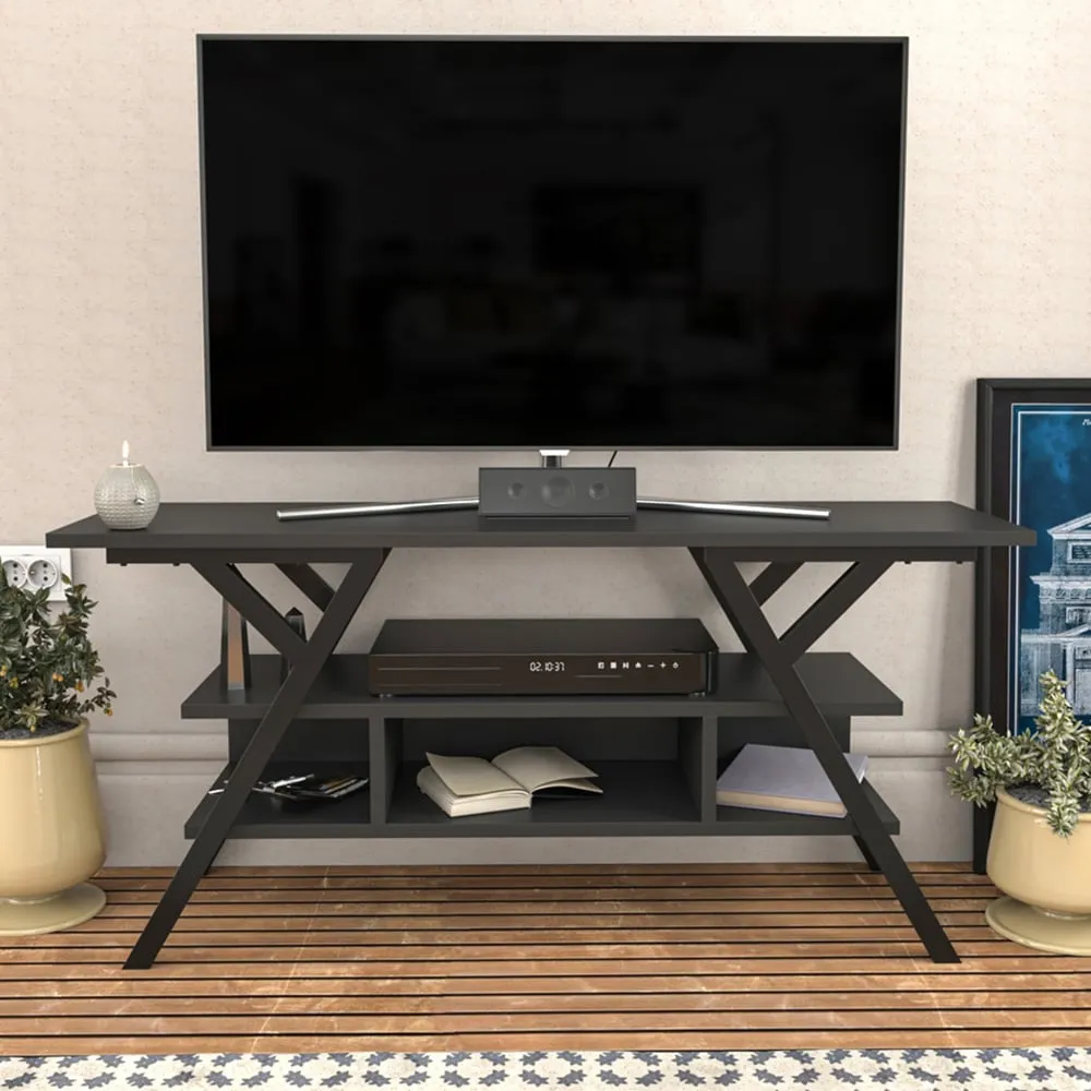 Minerva 4 Open Shelf TV Unit - Black, Anthracite