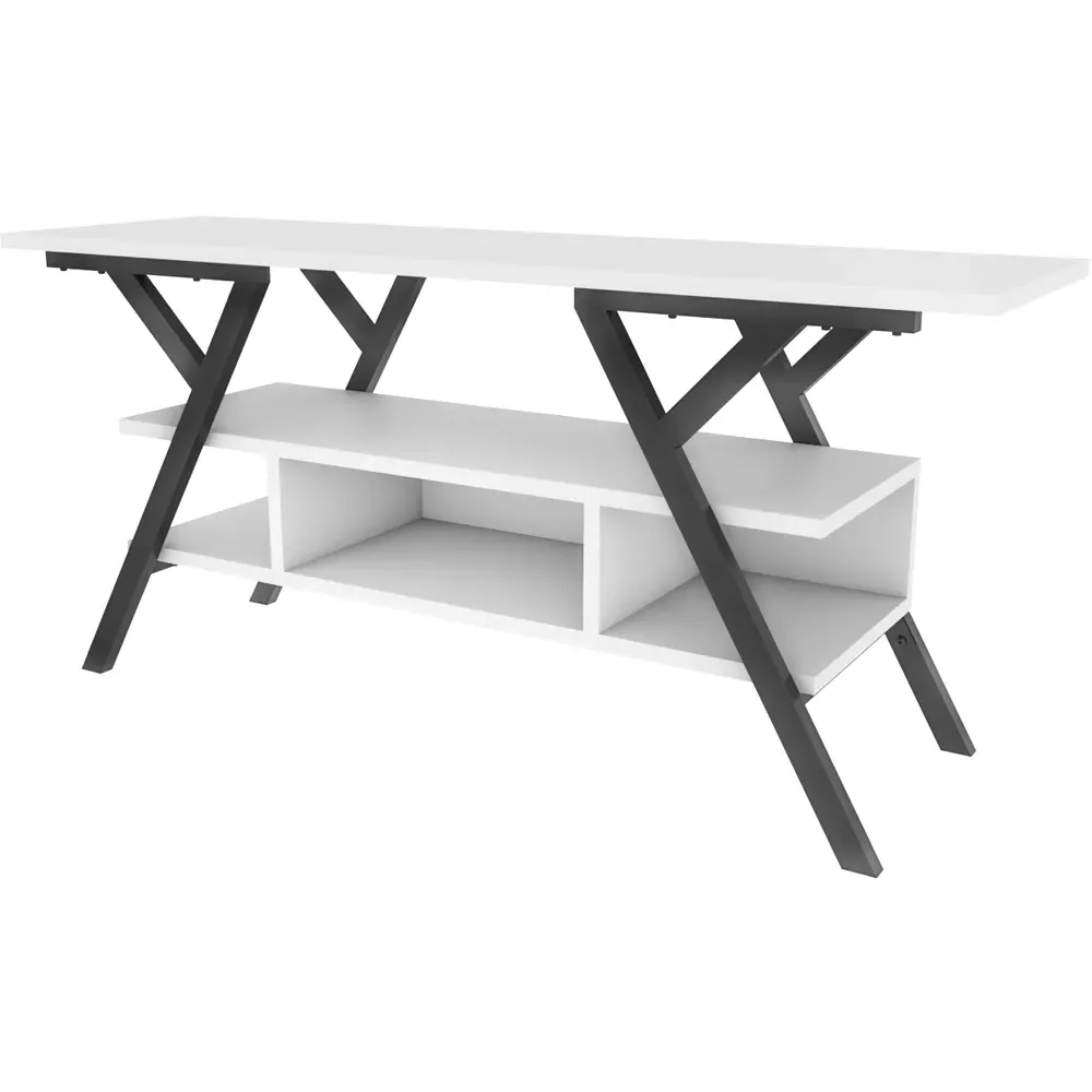 Minerva 4 Open Shelf TV Unit - Black, White