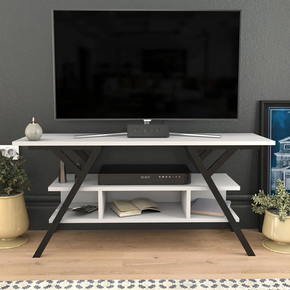 Minerva 4 Open Shelf TV Unit - Black, White
