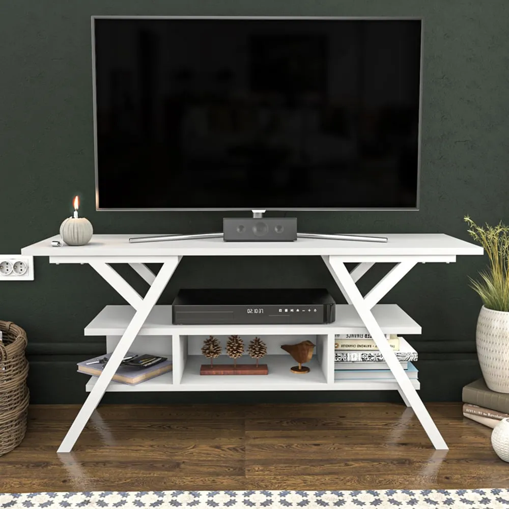 Minerva 4 Open Shelf TV Unit - White