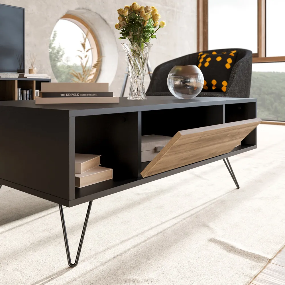 Mistico Coffee Table with Storage - Black, Walnut