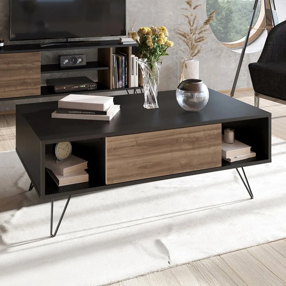 Mistico Coffee Table with Storage - Black, Walnut image