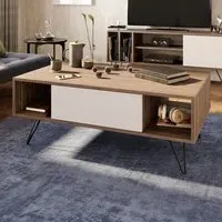 Mistico Coffee Table with Storage - Walnut, White