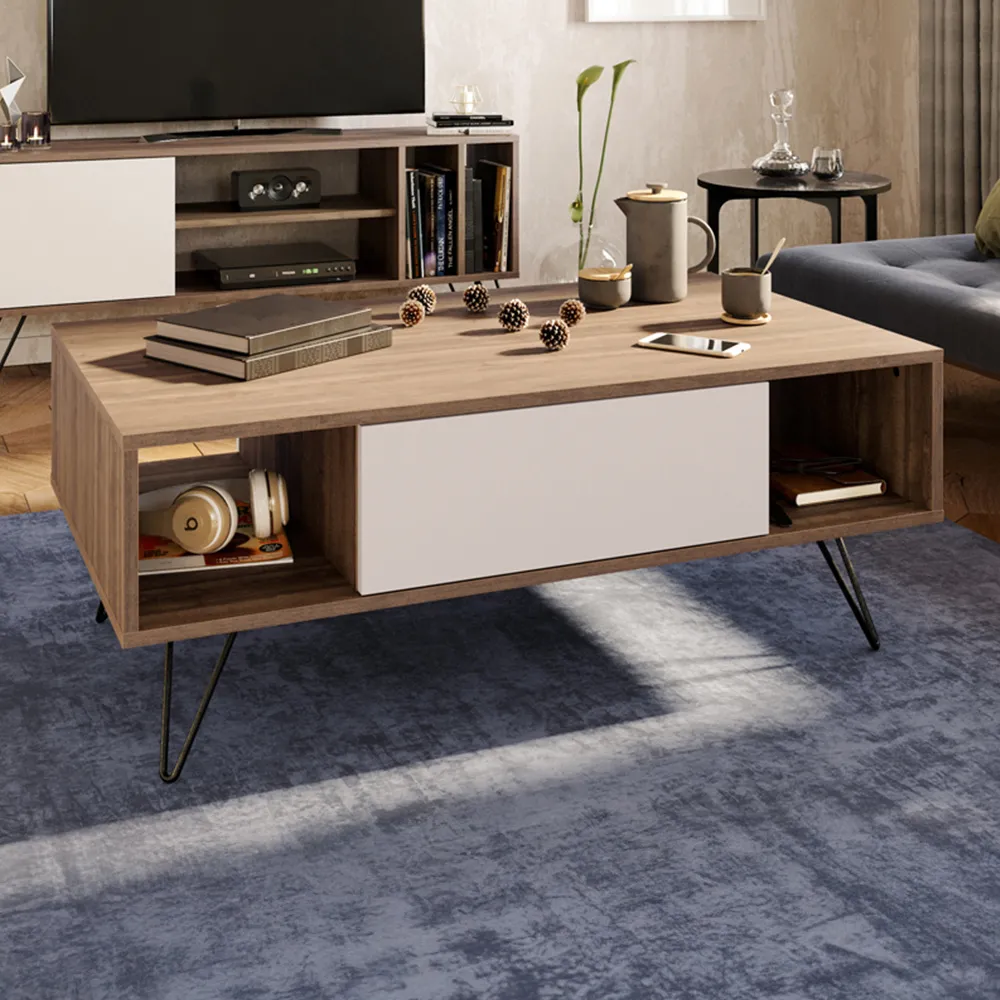 Mistico Coffee Table with Storage - Walnut, White