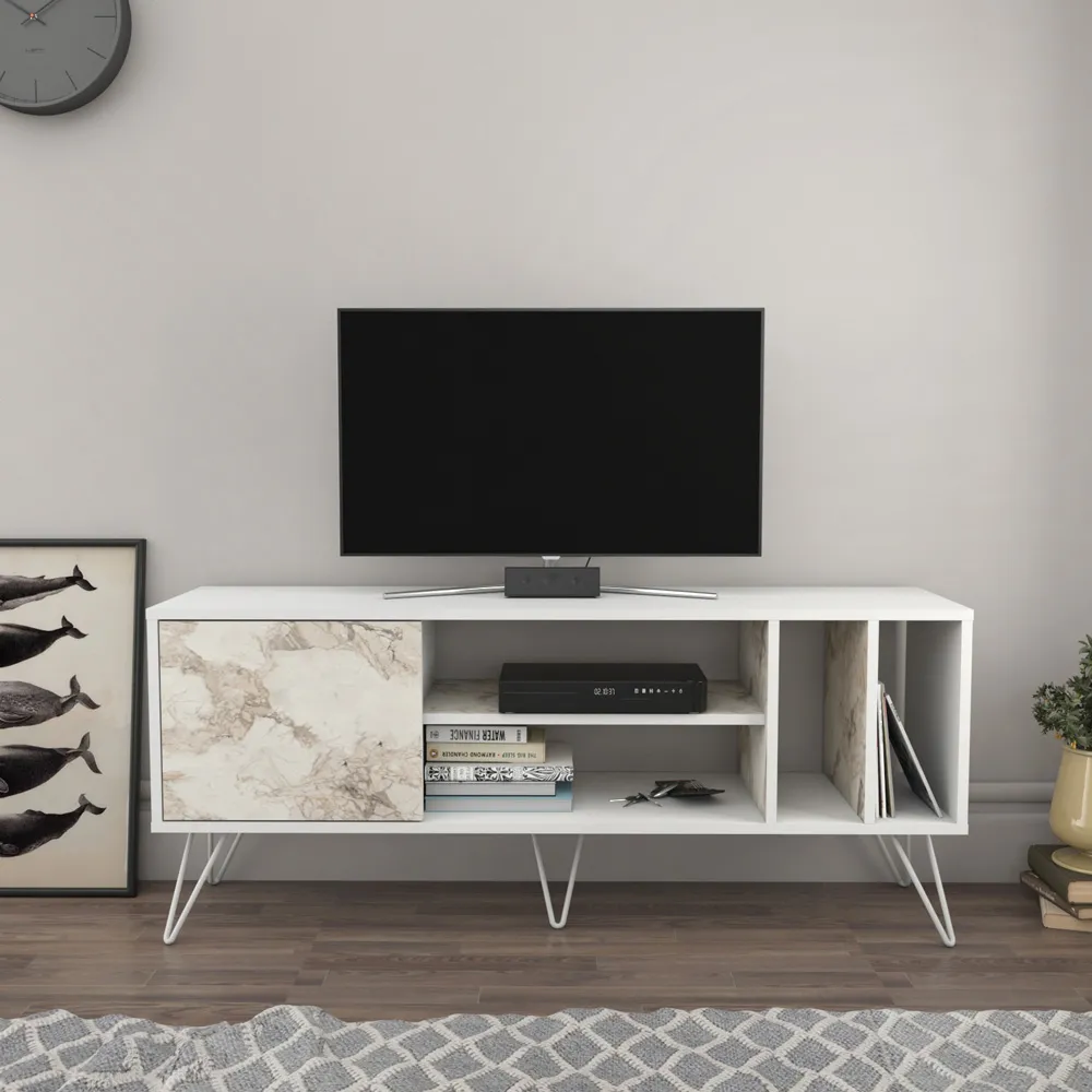 Mistico TV Unit - White, Marble Effect