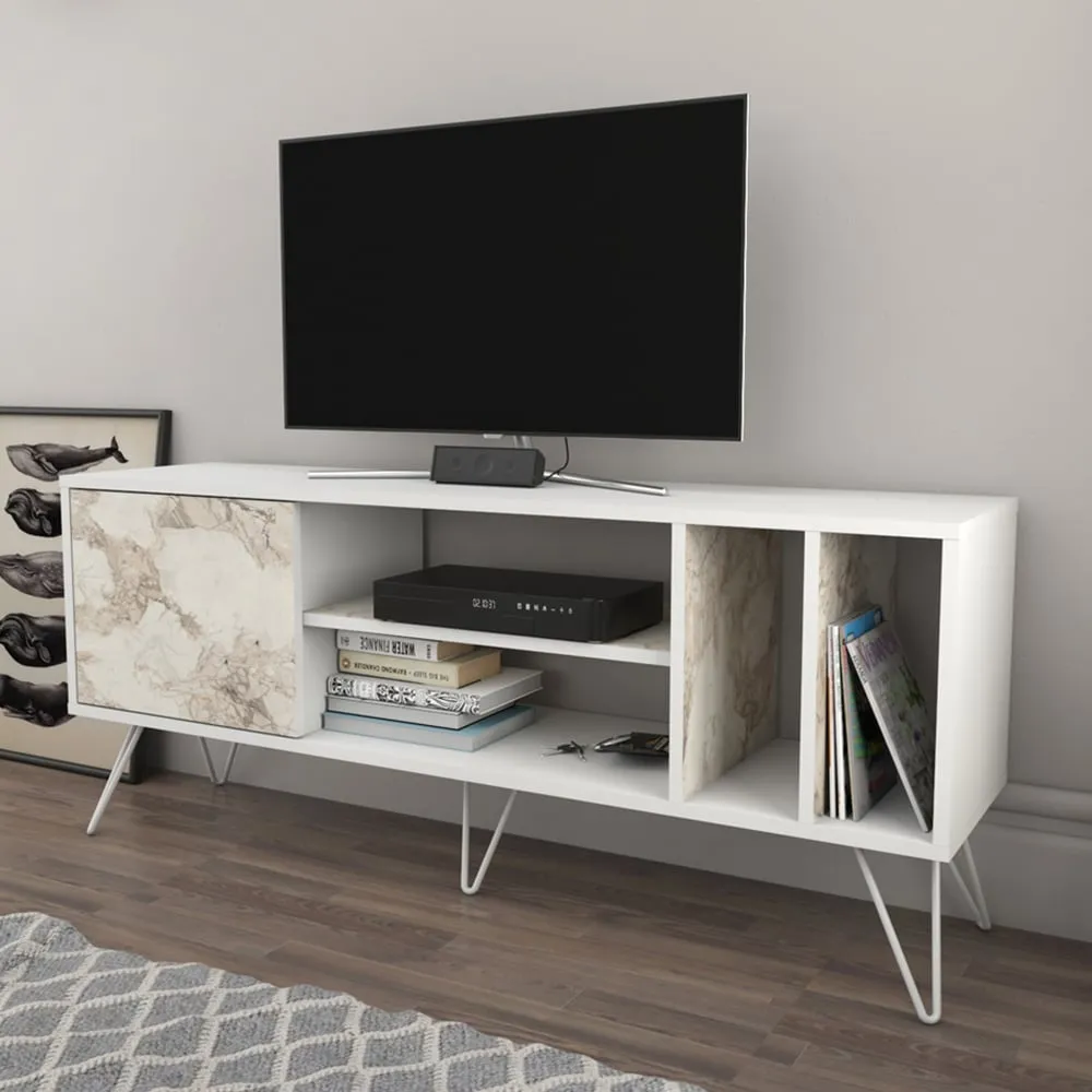 Mistico TV Unit - White, Marble Effect