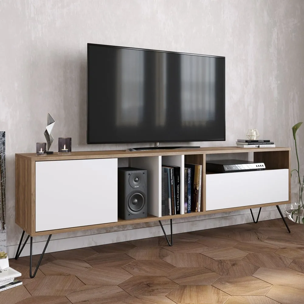 Mistico Wide TV Unit - Walnut, White