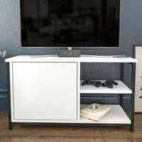 Muskegon TV Unit with Storage - Black, White