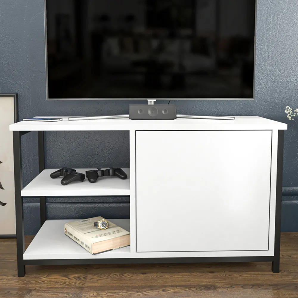 Muskegon TV Unit with Storage - Black, White image