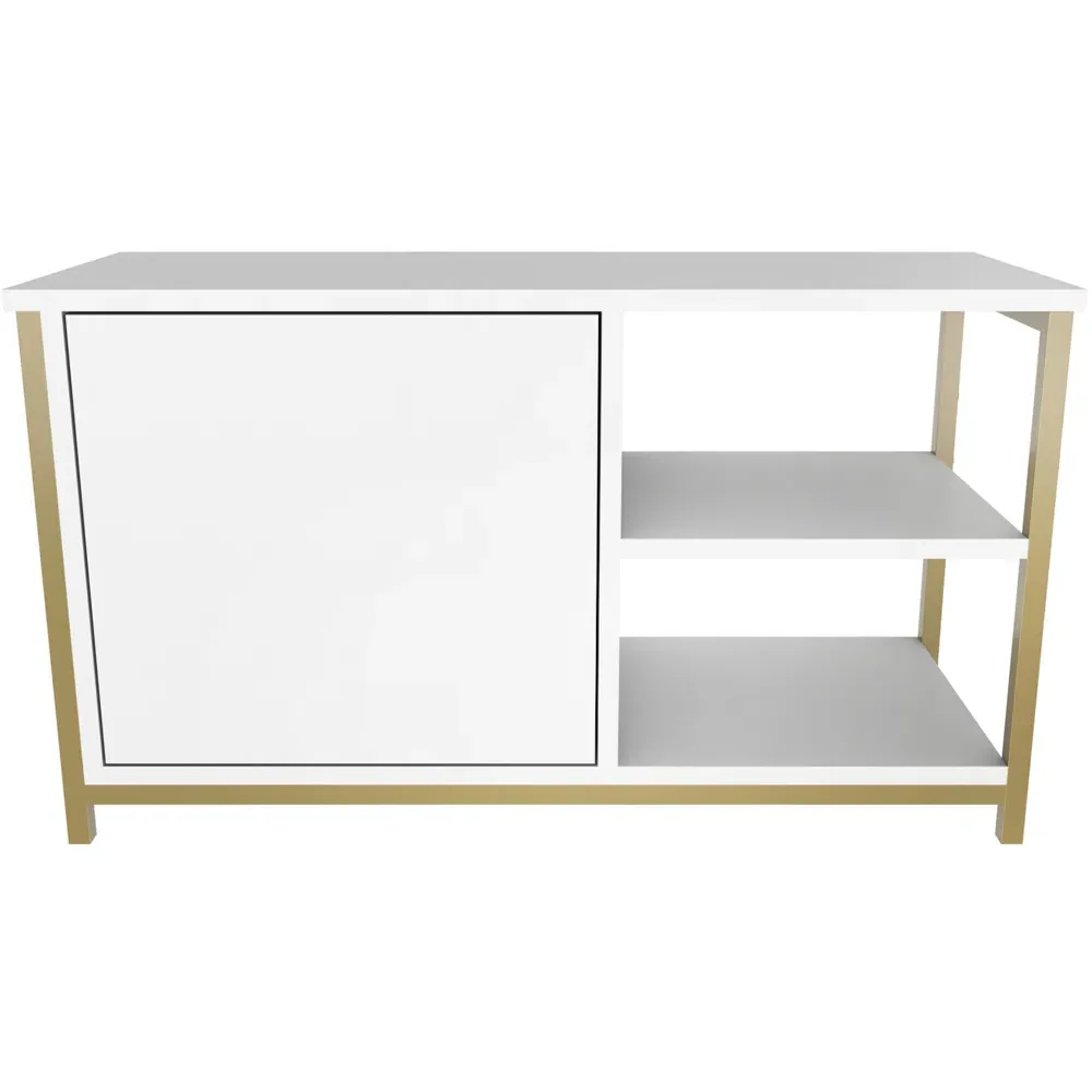 Muskegon TV Unit with Storage - Gold, White