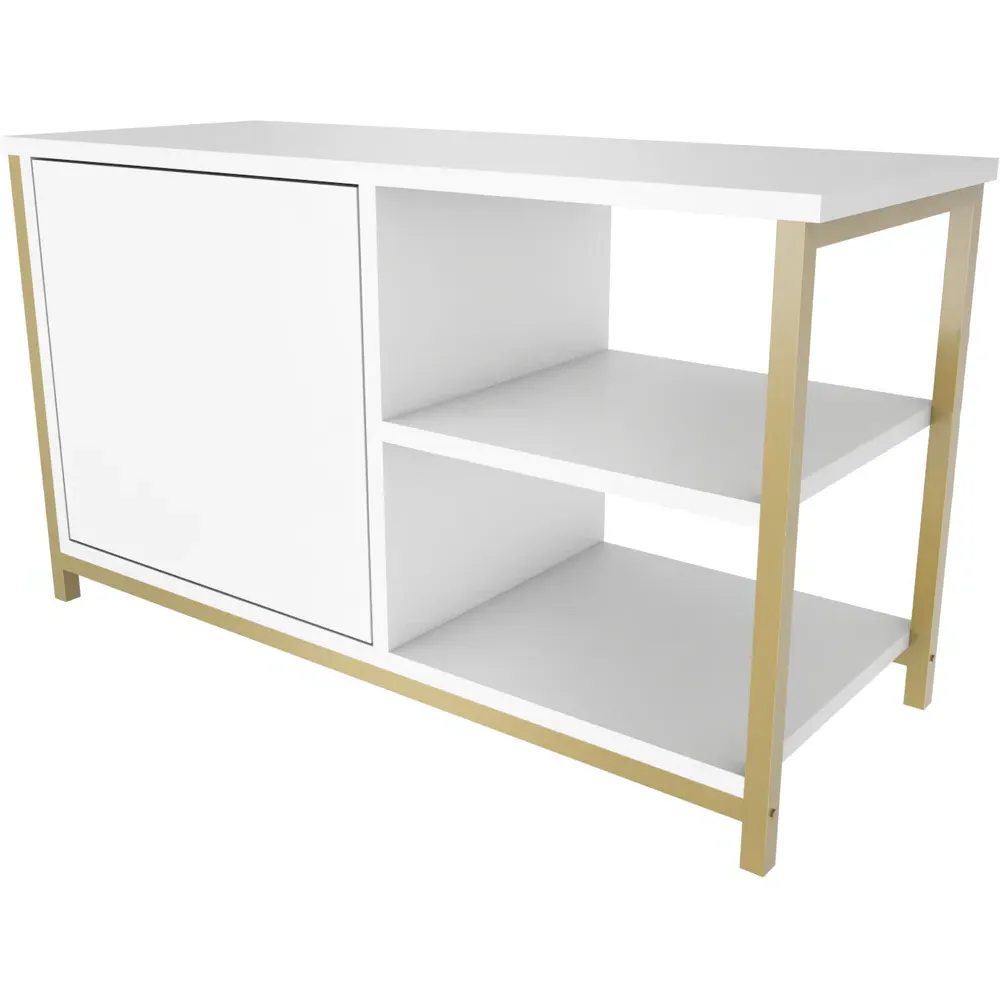 Muskegon TV Unit with Storage - Gold, White