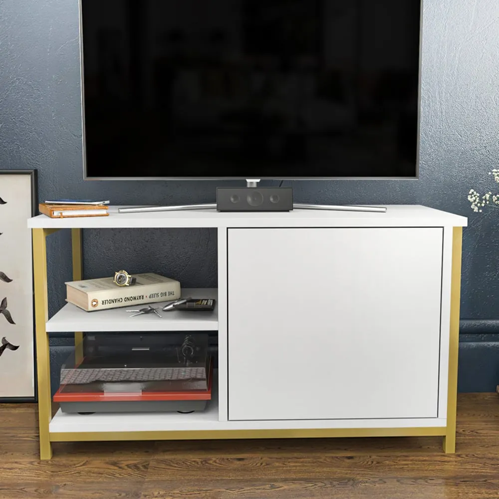 Muskegon TV Unit with Storage - Gold, White