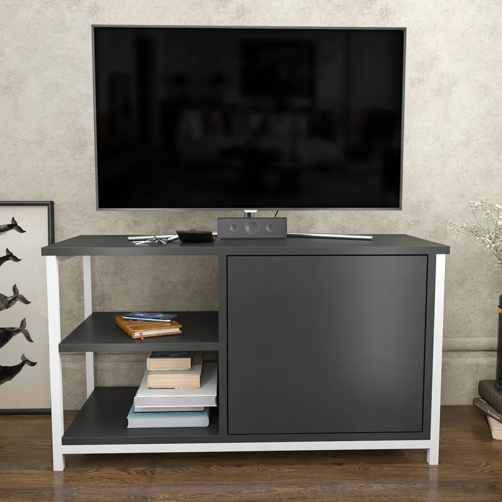 Muskegon TV Unit with Storage - White, Anthracite