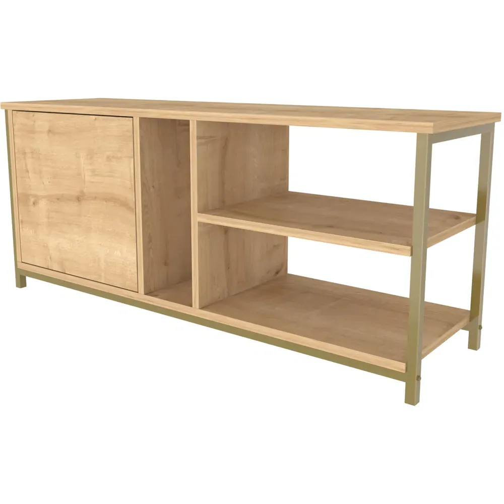 Neola Single Door 3 Shelf TV Unit - Yellow, Oak