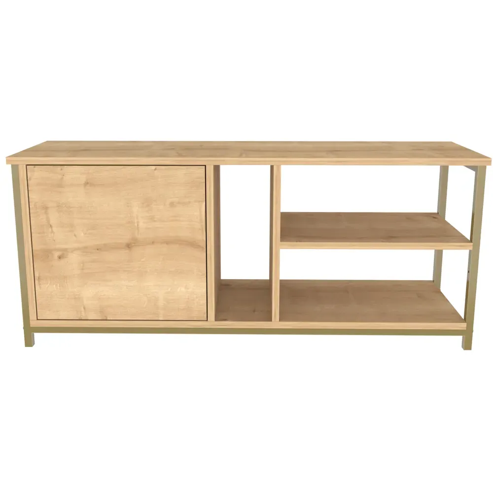 Neola Single Door 3 Shelf TV Unit - Yellow, Oak