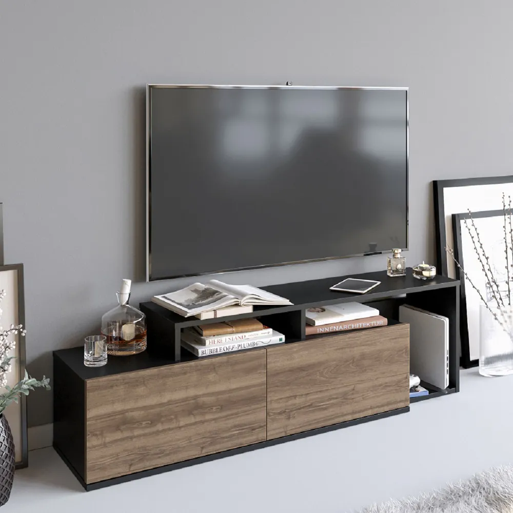 Nexera 2 Door Wide TV Stand - Black, Walnut