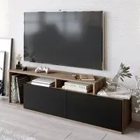 Nexera 2 Door Wide TV Stand - Walnut, Black