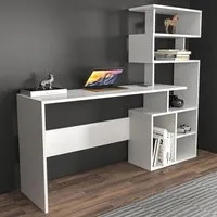 Next 7 Shelf Study Desk with Storage - White