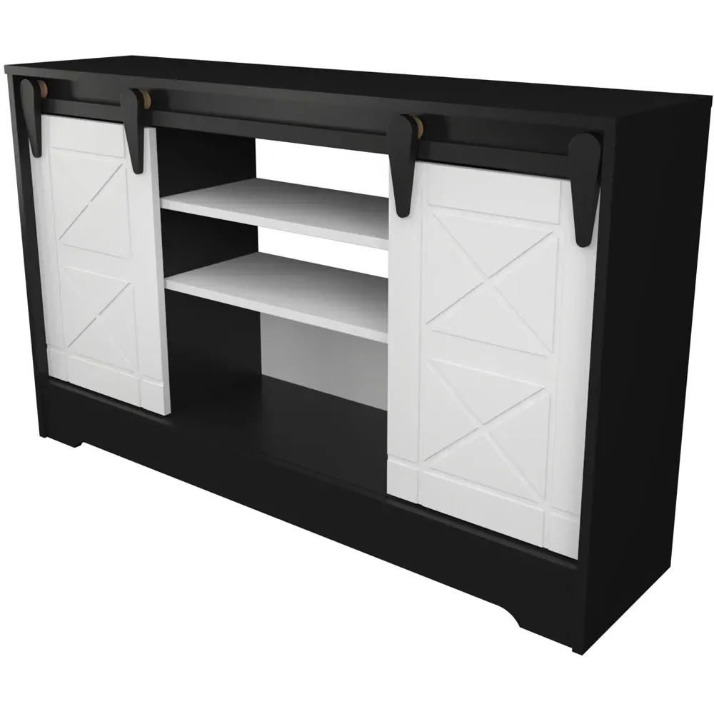 Nisay 2 Door TV Unit with Storage - Dark Grey, White