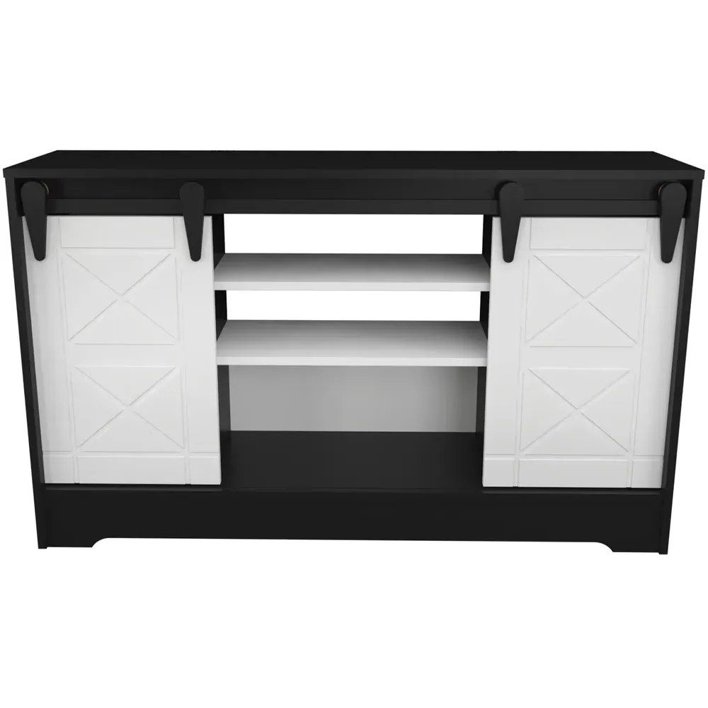 Nisay 2 Door TV Unit with Storage - Dark Grey, White
