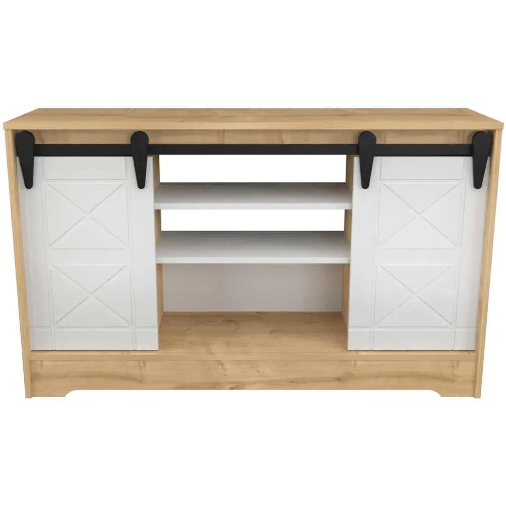Nisay 2 Door TV Unit with Storage - Oak, White