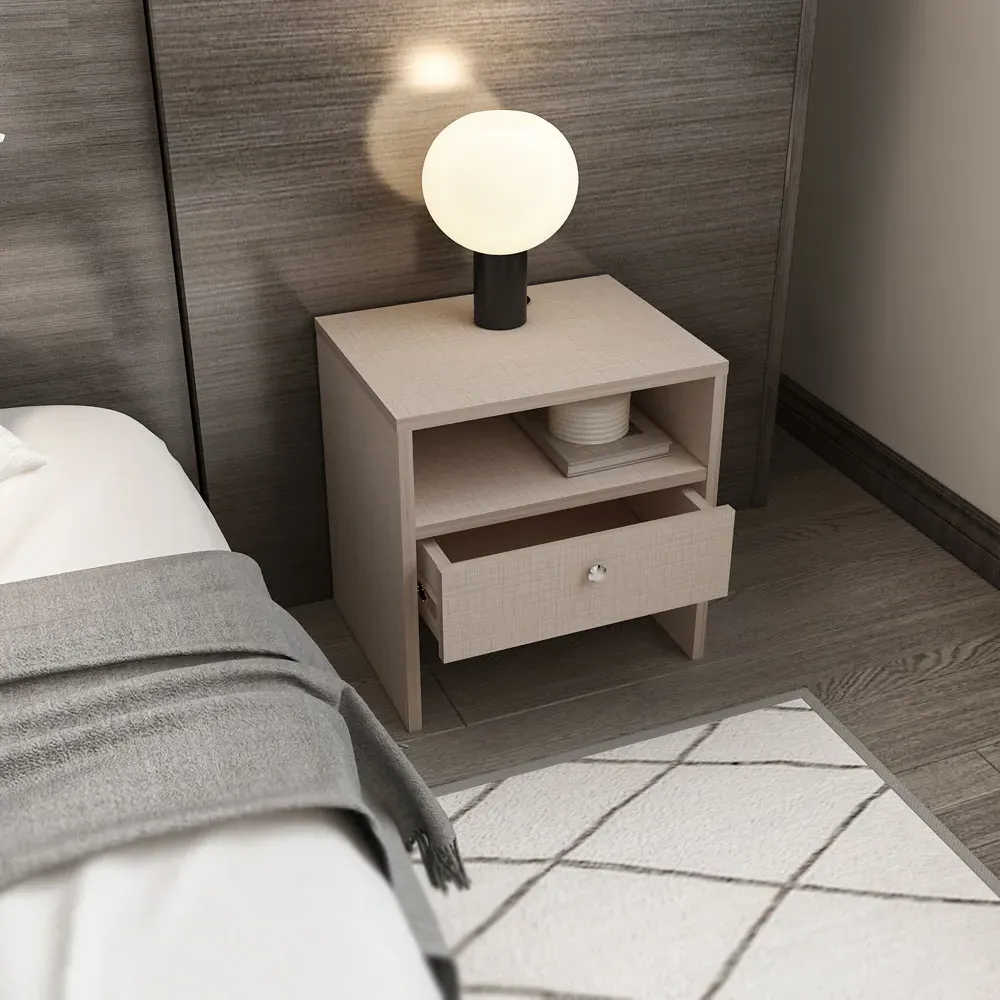Nova Single Drawer Bedside Table - Beige