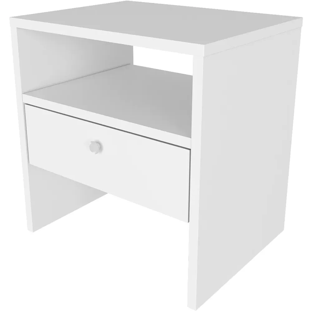 Nova Single Drawer Bedside Table - White