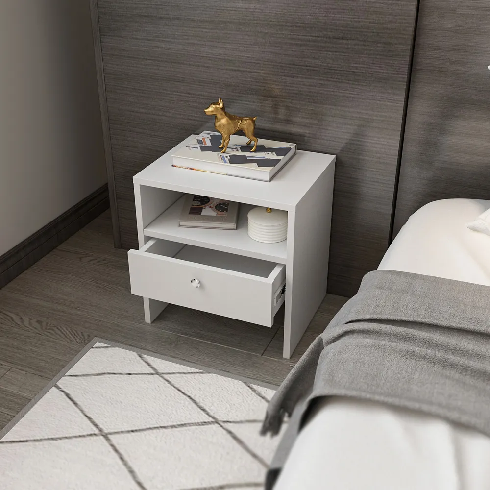 Nova Single Drawer Bedside Table - White