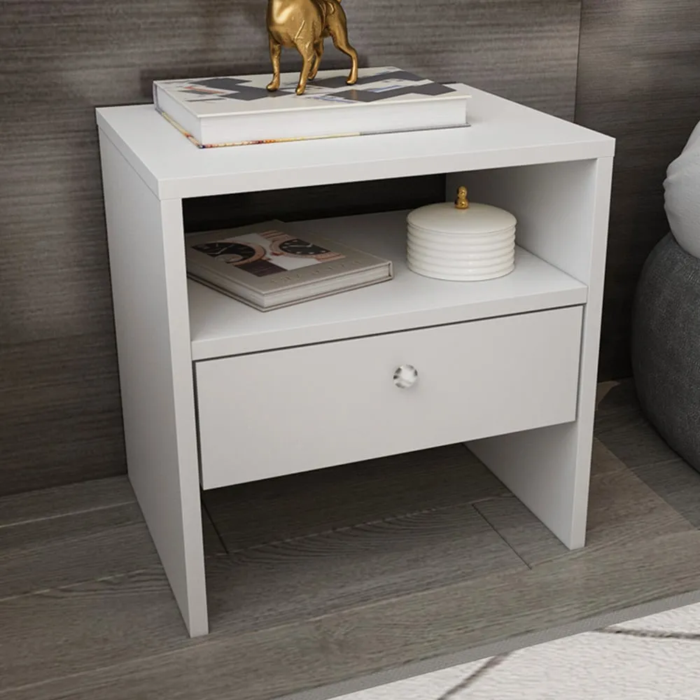 Nova Single Drawer Bedside Table - White