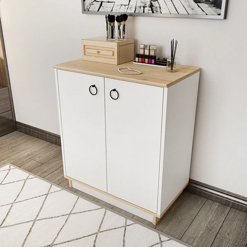 Nuans 2 Door Multipurpose Cabinet - White, Oak