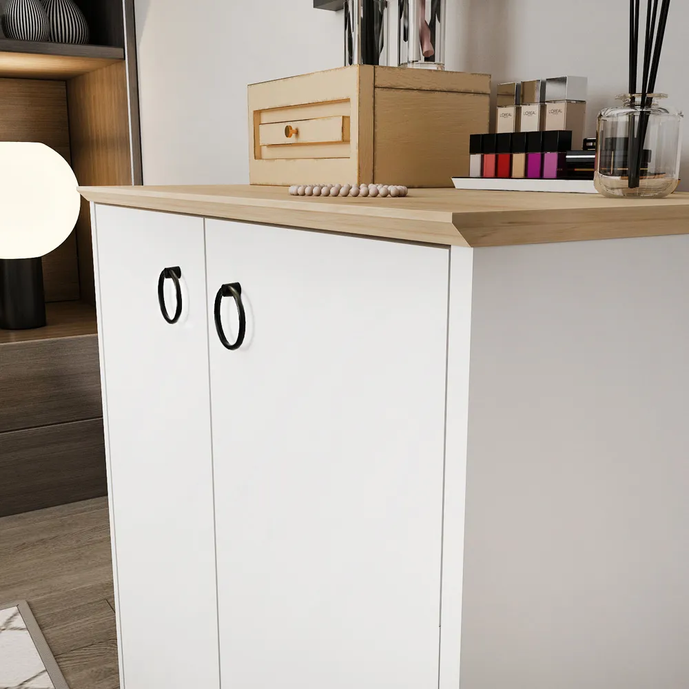 Nuans 2 Door Multipurpose Cabinet - White, Oak