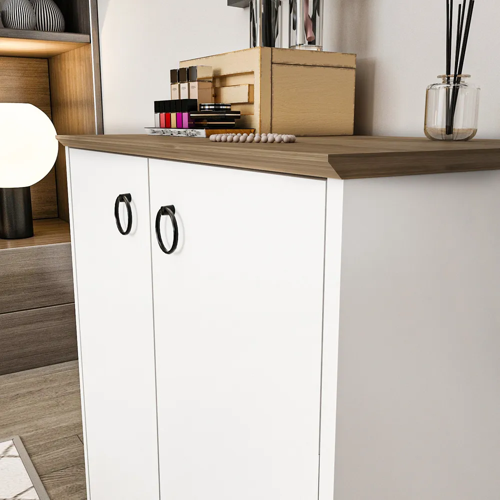 Nuans 2 Door Multipurpose Cabinet - White, Walnut