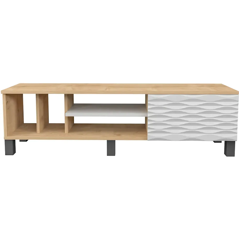 Olyo Single Door TV Unit with Storage - Oak, White