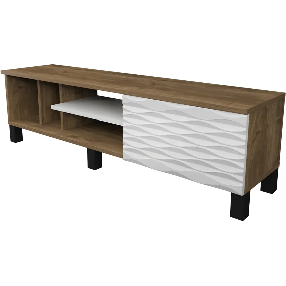 Olyo Single Door TV Unit with Storage - Walnut, White
