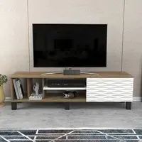 Olyo Single Door TV Unit with Storage - Walnut, White