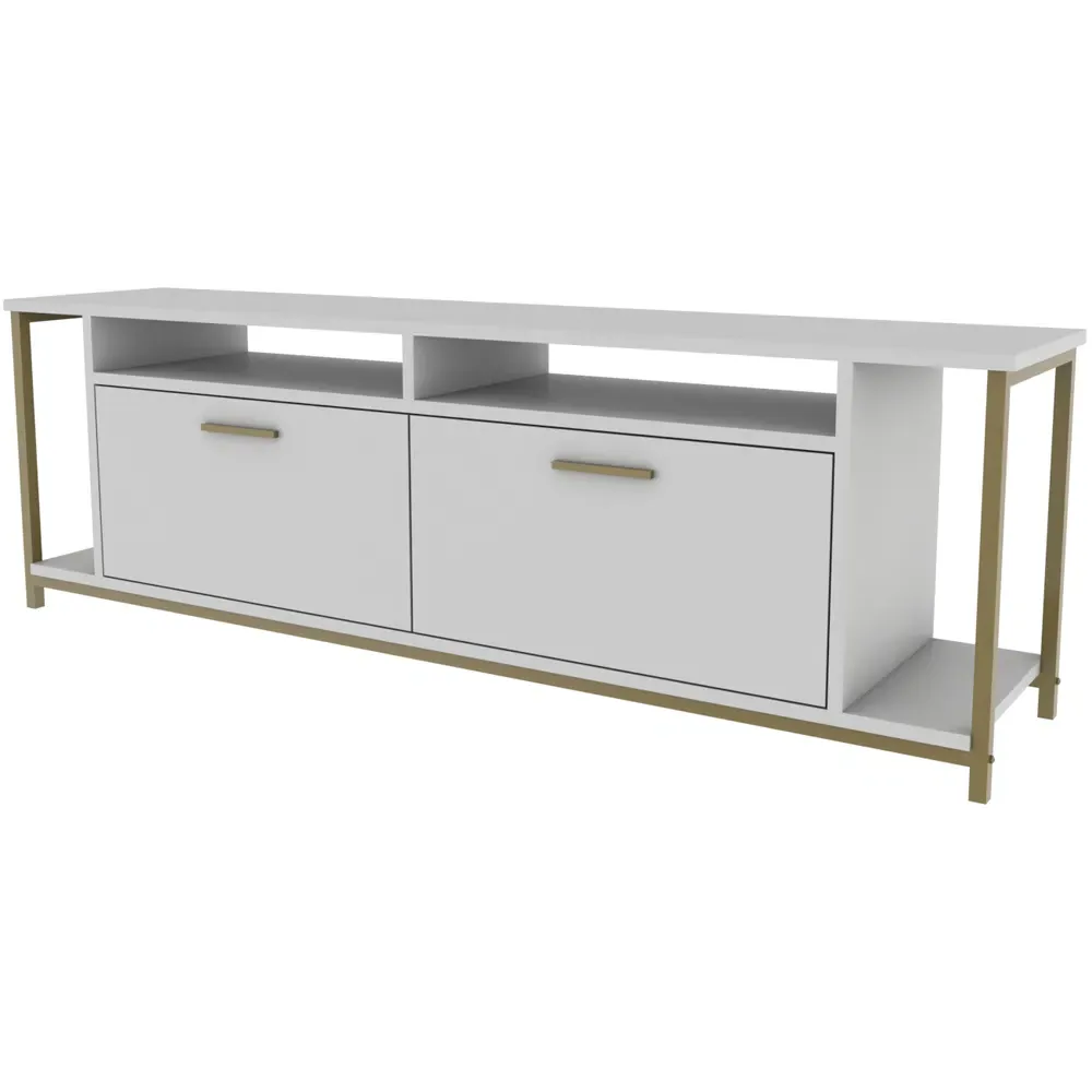 Omar 2 Door 4 Shelf TV Unit - White, Gold