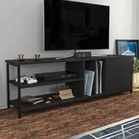 Oneida 4 Shelf TV Unit with Storage - Black, Anthracite