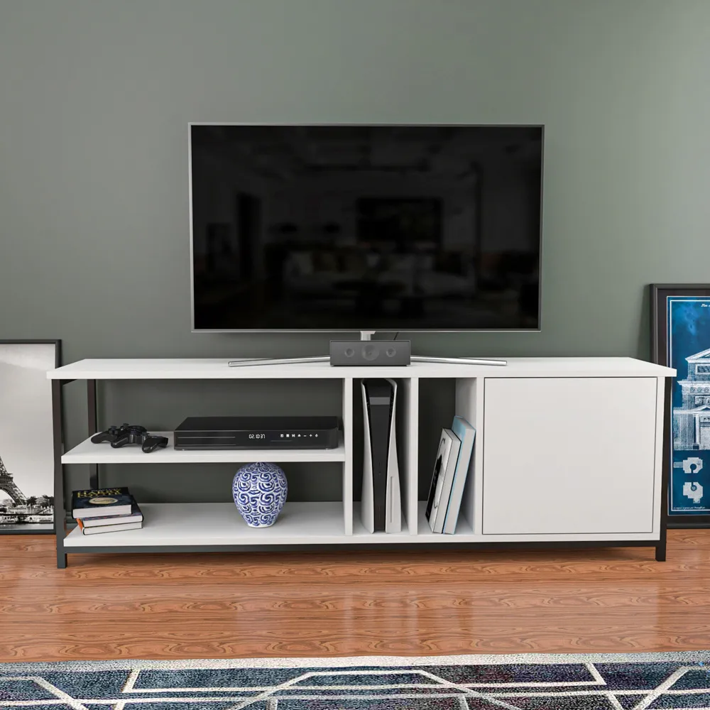 Oneida 4 Shelf TV Unit with Storage - Black, White