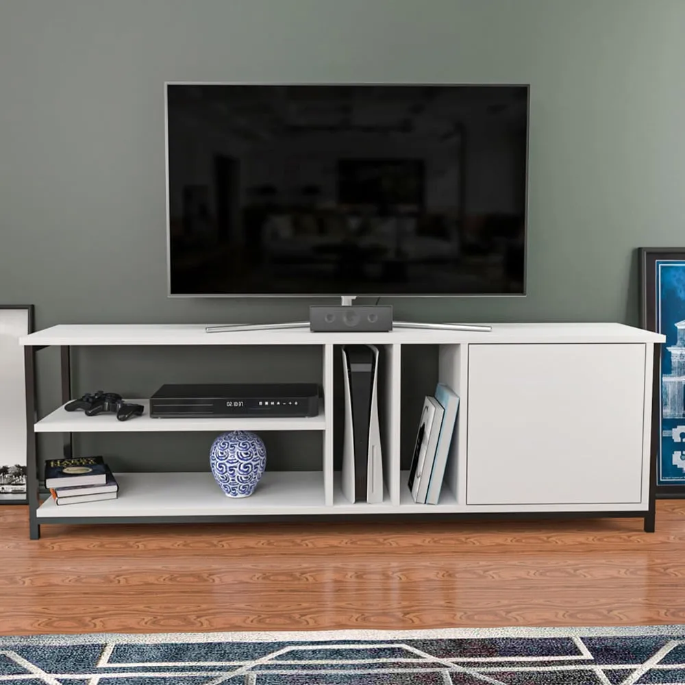 Oneida 4 Shelf TV Unit with Storage - Black, White