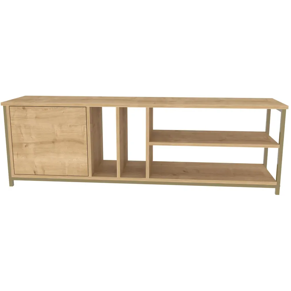 Oneida 4 Shelf TV Unit with Storage - Gold, Oak