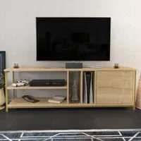 Oneida 4 Shelf TV Unit with Storage - Gold, Oak