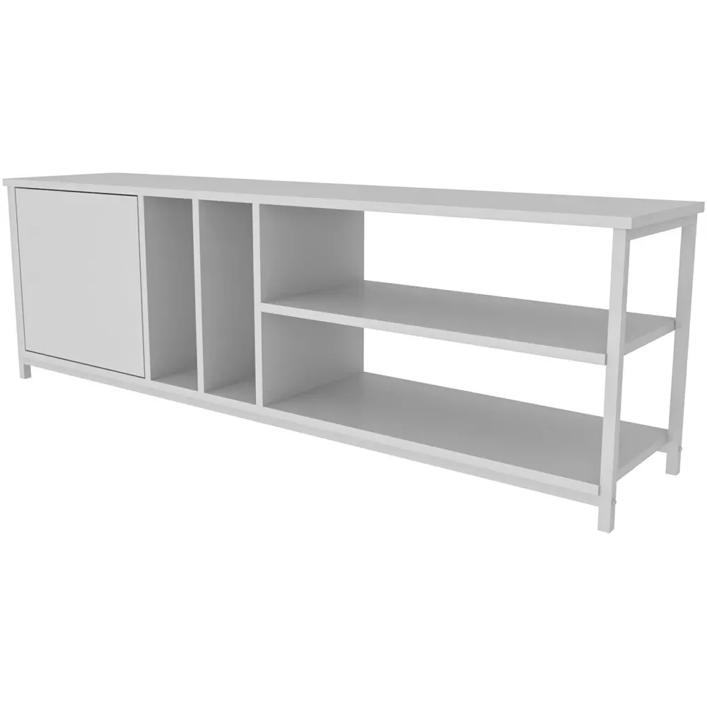 Oneida 4 Shelf TV Unit with Storage - White