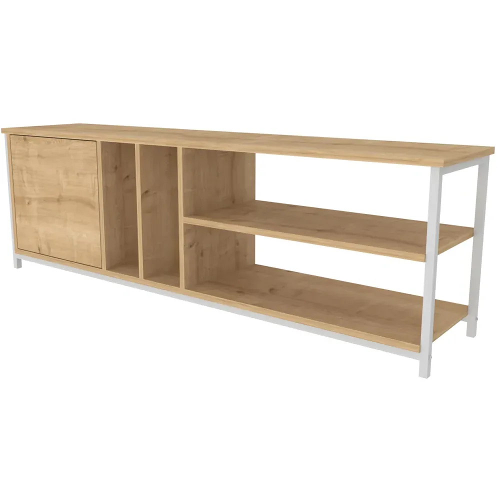 Oneida 4 Shelf TV Unit with Storage - White, Oak