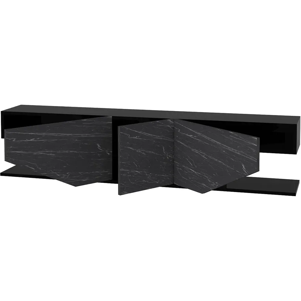 Pearl 3 Door TV Unit with Storage - Black, Melamine