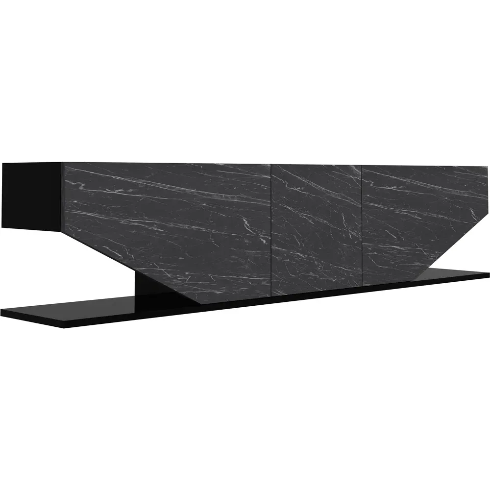 Pearl 3 Door TV Unit with Storage - Black, Melamine