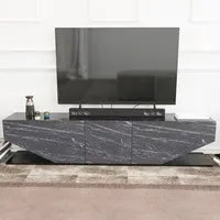 Pearl 3 Door TV Unit with Storage - Black, Melamine