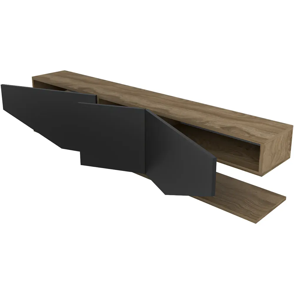 Pearl 3 Door TV Unit with Storage - Black, Melamine