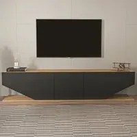 Pearl 3 Door TV Unit with Storage - Black, Melamine