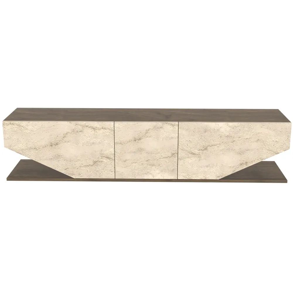 Pearl 3 Door TV Unit with Storage - Walnut, Melamine